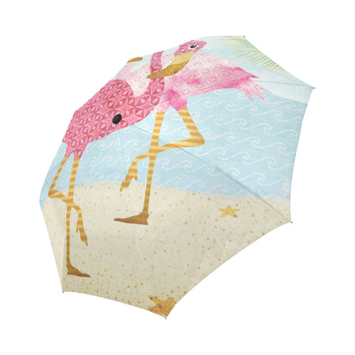Pink Flamingos Beach Auto-Foldable Umbrella (Model U04)
