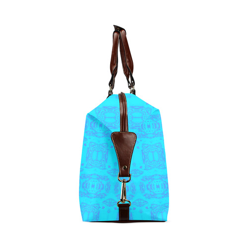 Abstract Blue and Turquoise Damask Pattern Classic Travel Bag (Model 1643) Remake