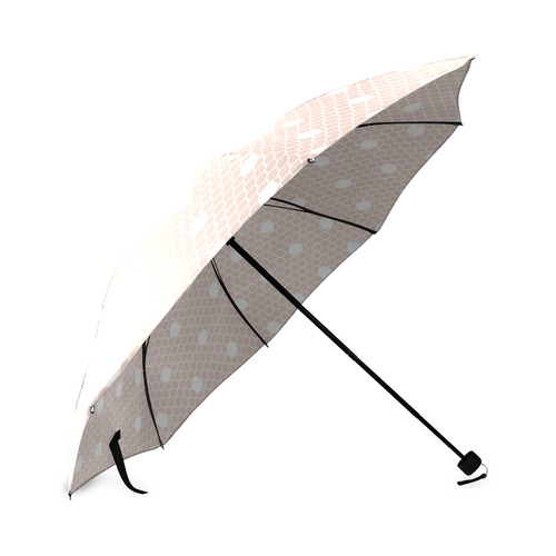 White Pink Polka Dots, Lace Pattern Foldable Umbrella (Model U01)