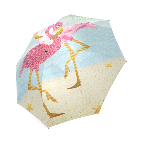 Pink Flamingos Beach Foldable Umbrella (Model U01)