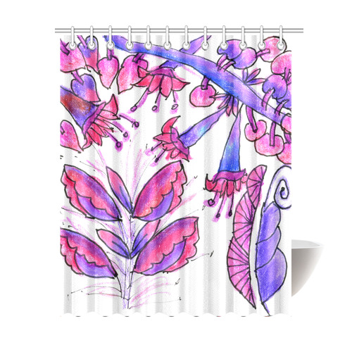 Pink Purple Valentine Love Flowers Vines Garden Shower Curtain 69"x84"