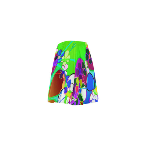 Abstract Pop Neon Flowers Mini Skating Skirt (Model D36)