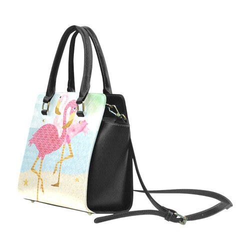 Pink Flamingos Beach Classic Shoulder Handbag (Model 1653)