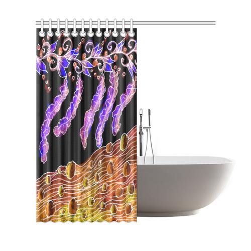 Psychedelic Purple Vines, Flowing Golden River Shower Curtain 69"x72"