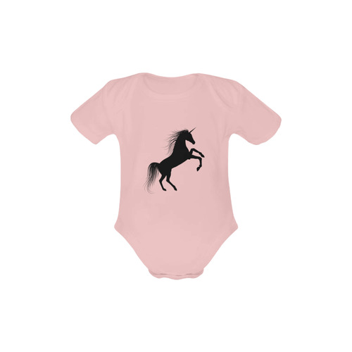 unicorn-silhouette Baby Powder Organic Short Sleeve One Piece (Model T28)