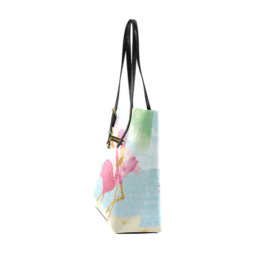 Pink Flamingos On The Beach Euramerican Tote Bag/Small (Model 1655)