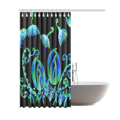 Underwater Psychedelic Sea Coral Jelly Fish Ocean Shower Curtain 69"x84"