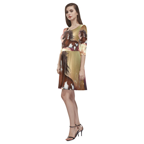 Wonderful wild horse in the sky Tethys Half-Sleeve Skater Dress(Model D20)