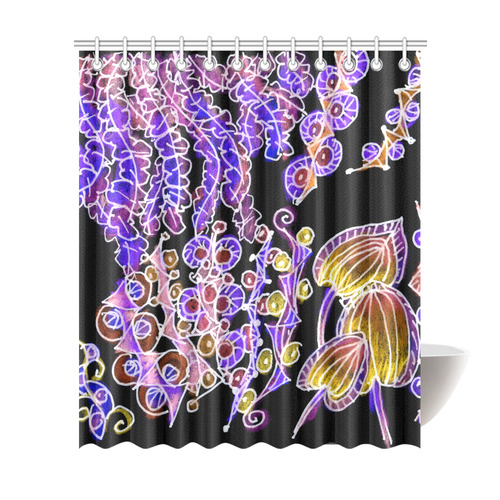 Psychedelic Royal Purple Violet Gold Jewels Shower Curtain 72"x84"