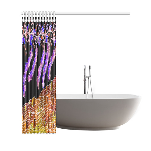 Psychedelic Purple Vines, Flowing Golden River Shower Curtain 69"x72"