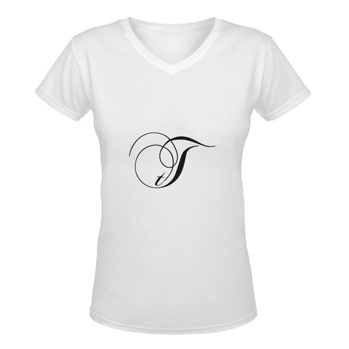 Alphabet T - Jera Nour Women's Deep V-neck T-shirt (Model T19)