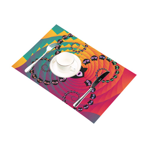 Rainbow Spiral Cats Placemat 12’’ x 18’’ (Four Pieces)