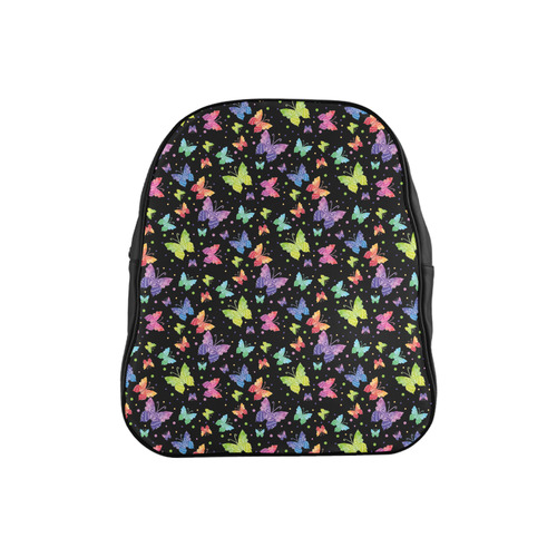 Colorful Butterflies Black Edition School Backpack (Model 1601)(Small)