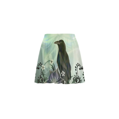 Raven with flowers Mini Skating Skirt (Model D36)