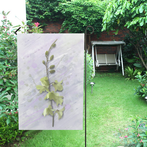 Yellow Orchid on purple, elegant floral painting Garden Flag 28''x40'' （Without Flagpole）