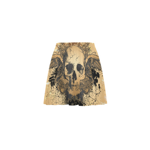Awesome skull with wings and grunge Mini Skating Skirt (Model D36)