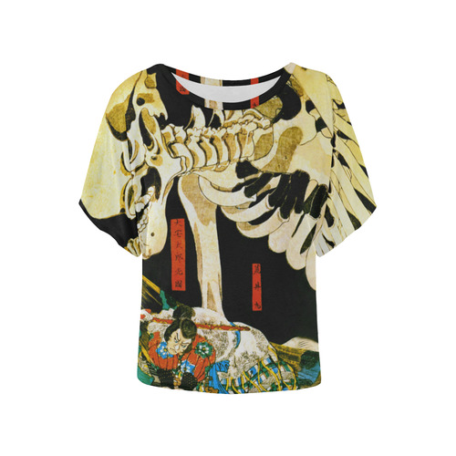 Skeleton Witch Kuniyoshi Japanese Ukiyoe Women's Batwing-Sleeved Blouse T shirt (Model T44)