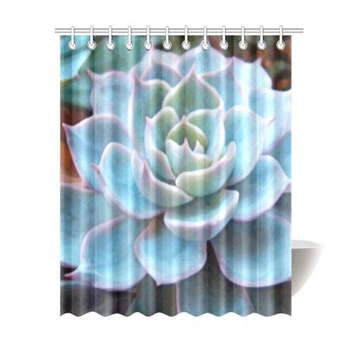 Watercolor Peacock Succulentt Painting Shower Curtain 69"x84"