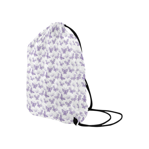 Cute Purple Butterflies Large Drawstring Bag Model 1604 (Twin Sides)  16.5"(W) * 19.3"(H)