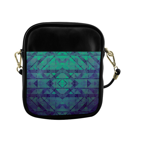 Sci-Fi Dream Blue Geometric design Sling Bag (Model 1627)