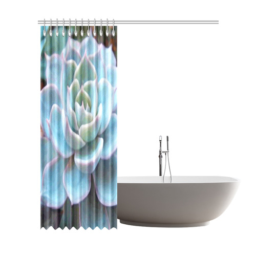 Watercolor Peacock Succulent Shower Curtain 72"x84"