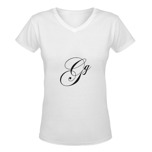 Alphabet G - Jera Nour Women's Deep V-neck T-shirt (Model T19)