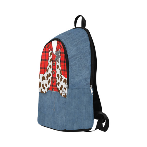 Western Cowboy Sheriff Vest and Denim Fabric Backpack for Adult (Model 1659)