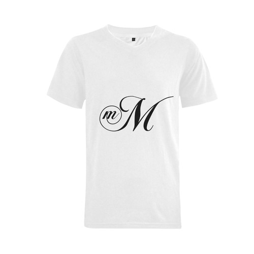 Alphabet M - Jera Nour Men's V-Neck T-shirt  Big Size(USA Size) (Model T10)
