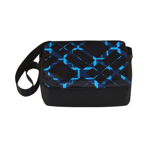 Diagonal Blue & Black Plaid Modern Style Classic Cross-body Nylon Bags (Model 1632)