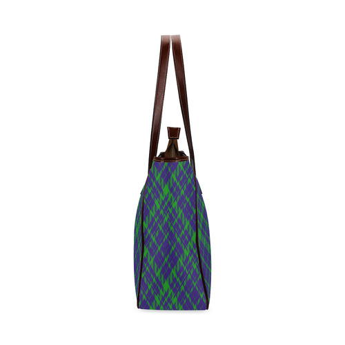 Diagonal Green & Purple Plaid Modern Style Classic Tote Bag (Model 1644)