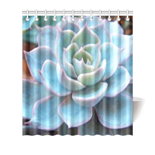 Watercolor Peacock Succulentt Painting Shower Curtain 66"x72"