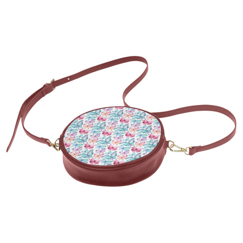 Watercolor Colorful Butterflies Round Sling Bag (Model 1647)
