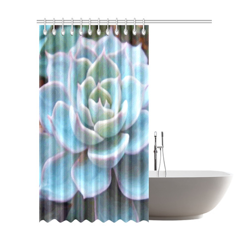Watercolor Peacock Succulent Shower Curtain 72"x84"