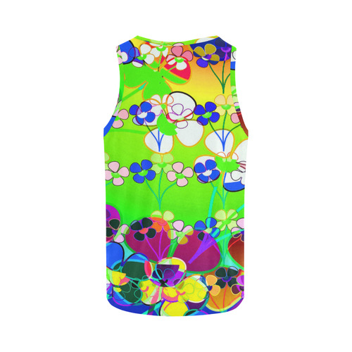 Abstract Pop Neon Flowers All Over Print Tank Top for Women (Model T43)