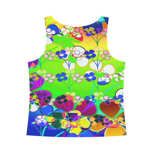 Abstract Pop Neon Flowers All Over Print Tank Top for Women (Model T43)