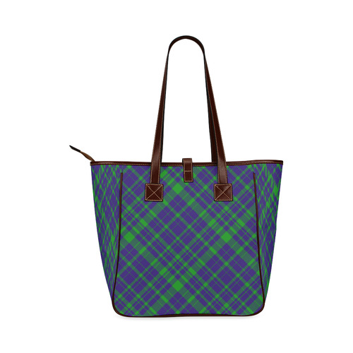 Diagonal Green & Purple Plaid Modern Style Classic Tote Bag (Model 1644)