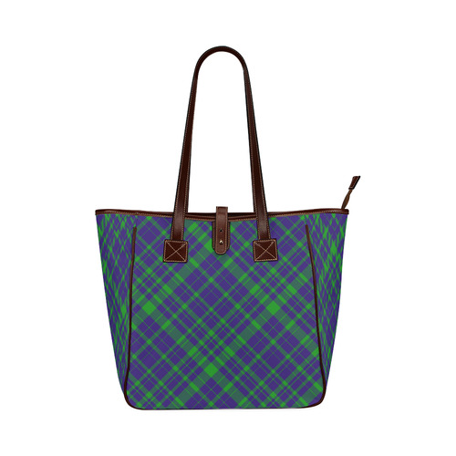 Diagonal Green & Purple Plaid Modern Style Classic Tote Bag (Model 1644)