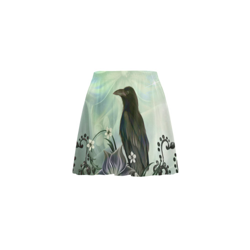 Raven with flowers Mini Skating Skirt (Model D36)