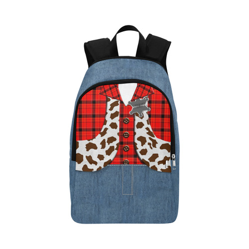 Western Cowboy Sheriff Vest and Denim Fabric Backpack for Adult (Model 1659)