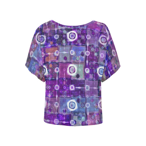 Purple Celestial Quilt Women's Batwing-Sleeved Blouse T shirt (Model T44)
