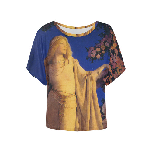 Cinderella Maxfield Parrish Flower Garden Women's Batwing-Sleeved Blouse T shirt (Model T44)