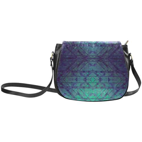 Sci-Fi Dream Blue Geometric design Classic Saddle Bag/Large (Model 1648)