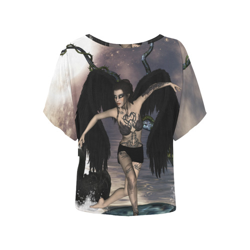 Wonderful dark swan fairy Women's Batwing-Sleeved Blouse T shirt (Model T44)
