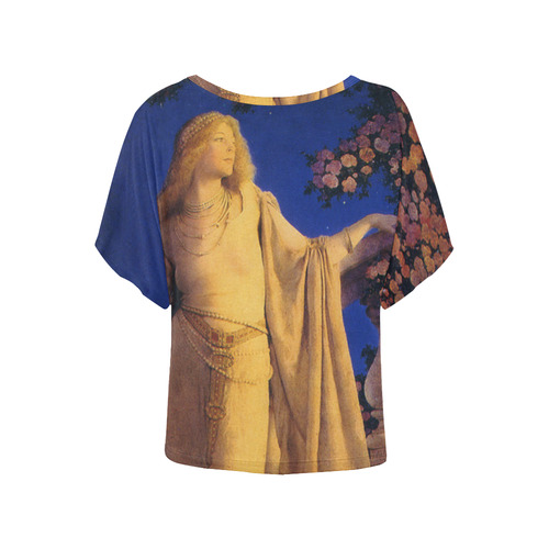 Cinderella Maxfield Parrish Flower Garden Women's Batwing-Sleeved Blouse T shirt (Model T44)