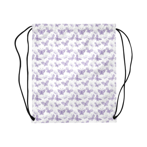 Cute Purple Butterflies Large Drawstring Bag Model 1604 (Twin Sides)  16.5"(W) * 19.3"(H)