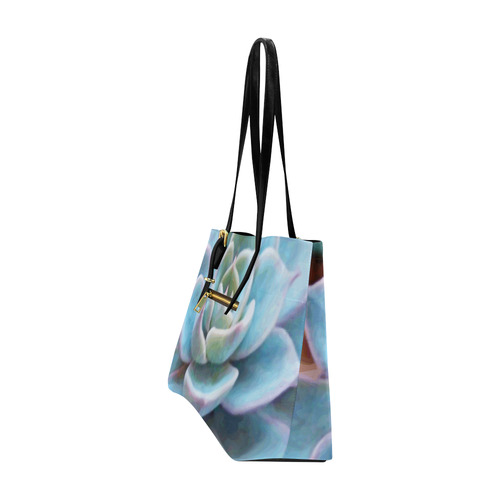 Watercolor Peacock Succulent Euramerican Tote Bag/Large (Model 1656)