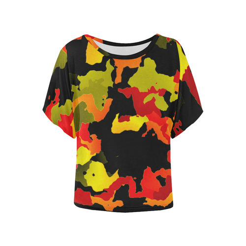 new modern camouflage F by JamColors Women's Batwing-Sleeved Blouse T shirt (Model T44)