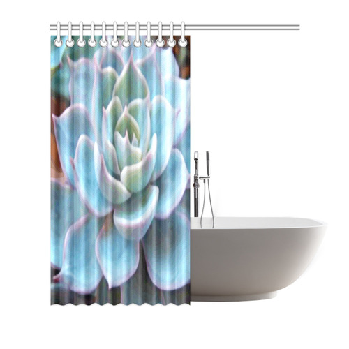 Watercolor Peacock Succulentt Painting Shower Curtain 66"x72"