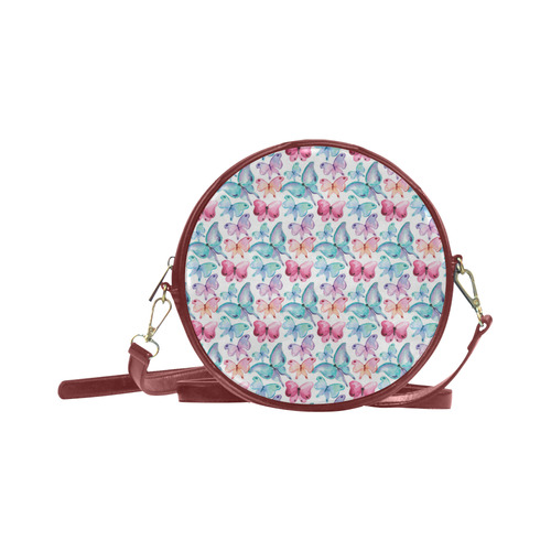 Watercolor Colorful Butterflies Round Sling Bag (Model 1647)