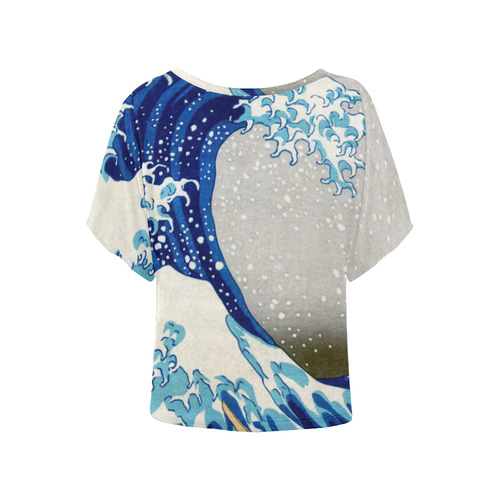 Great Wave Off Kanagawa Nature Art Women's Batwing-Sleeved Blouse T shirt (Model T44)